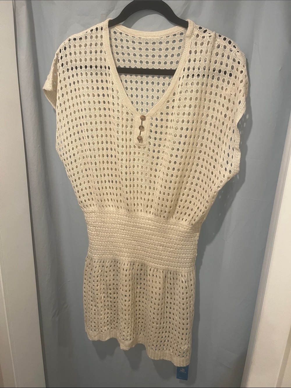 Cupshe Cream Crochet V-Neck Swim Coverup Dress